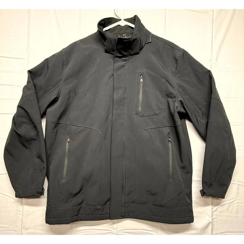 Hawke & Co Sport Jacket Mens L Black Fleece Lined Performance Outdoor Full Zip